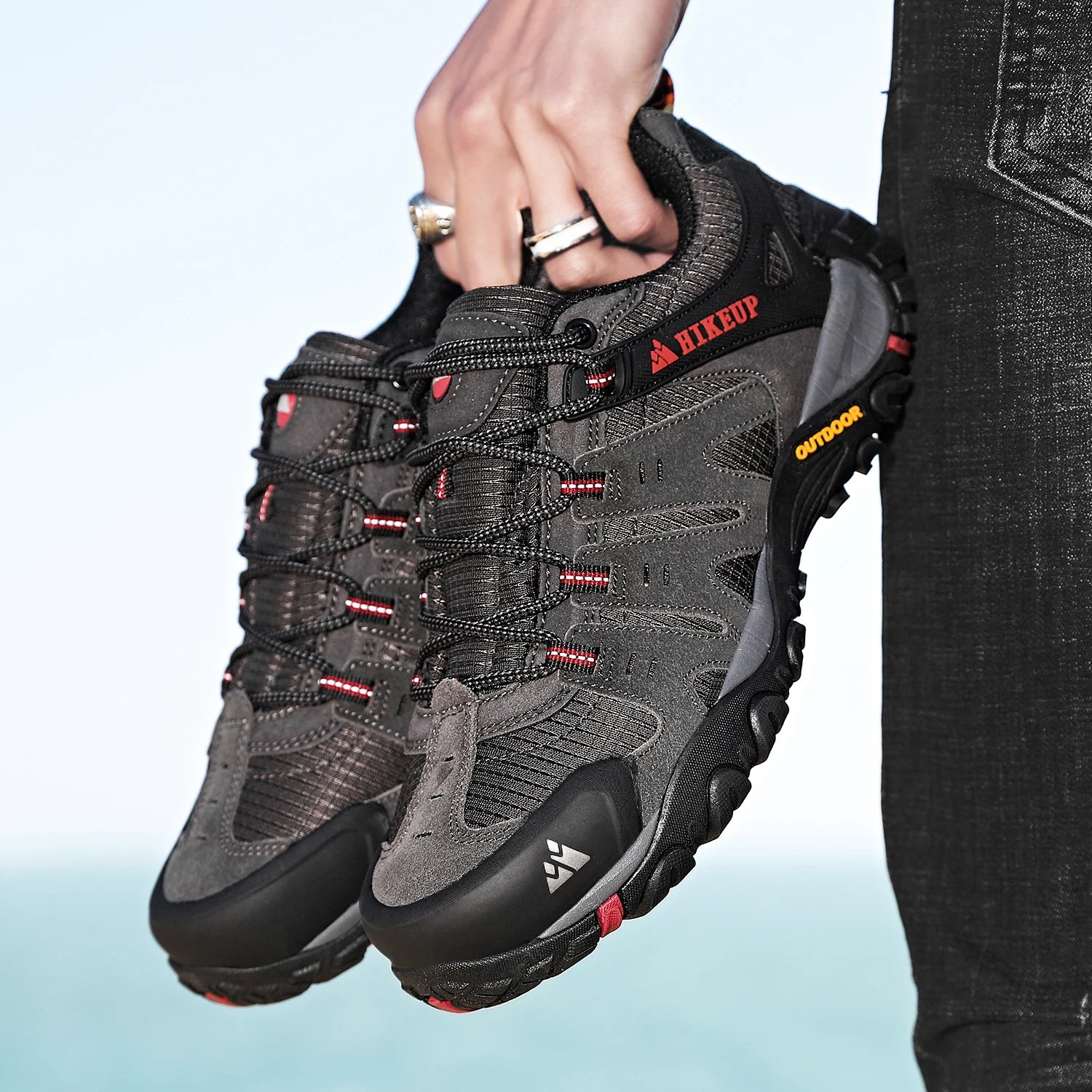 HIKEUP Men's Suede Leather Hiking Shoes – Outdoor Trekking